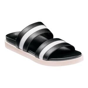 Stacy Adams Men's Metro Open Toe Slide Sandals Black White Size 10